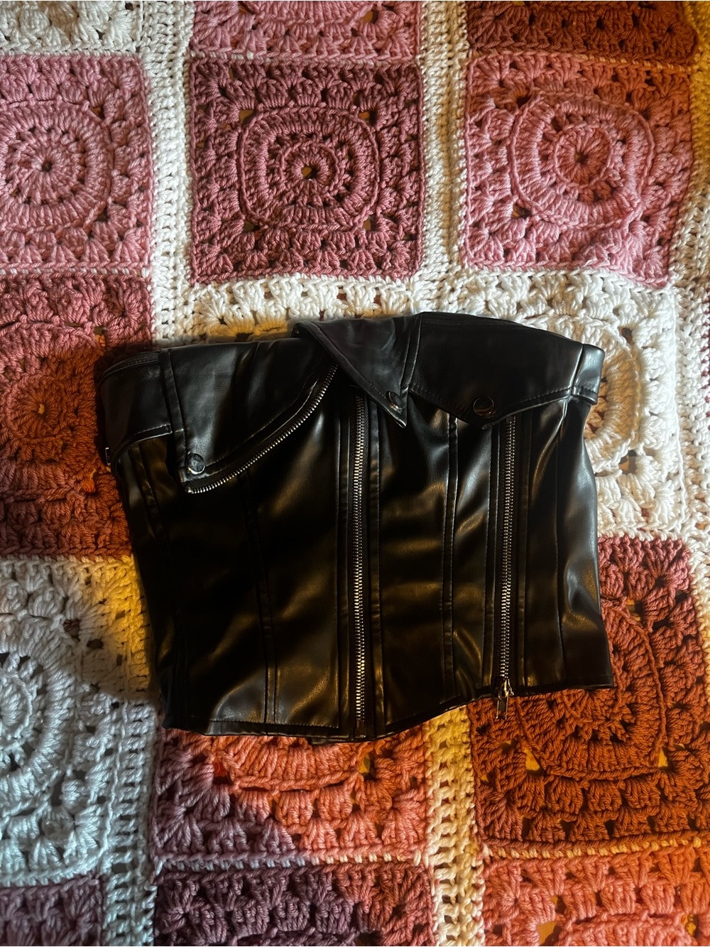 Faux Leather Black Top